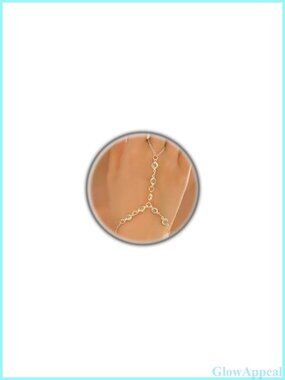 Adjustable Beaded Pearl Finger Ring Hand Chain Bracelet Copper Hypoallergenic